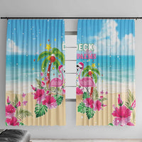 Hawaii Christmas Window Curtain Deck The Palms Holiday Flamingos LT05 - Wonder Print Shop