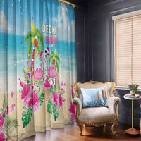 Hawaii Christmas Window Curtain Deck The Palms Holiday Flamingos LT05 - Wonder Print Shop