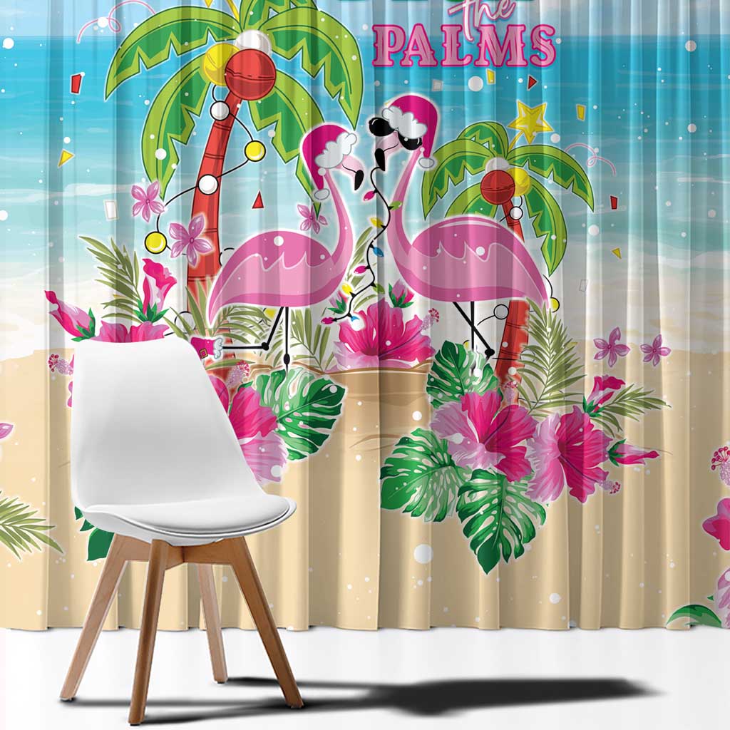 Hawaii Christmas Window Curtain Deck The Palms Holiday Flamingos LT05 - Wonder Print Shop