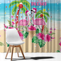 Hawaii Christmas Window Curtain Deck The Palms Holiday Flamingos LT05 - Wonder Print Shop