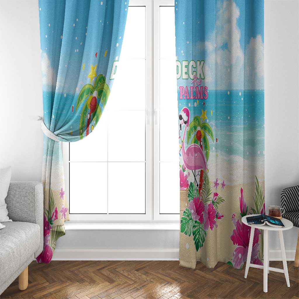 Hawaii Christmas Window Curtain Deck The Palms Holiday Flamingos LT05 - Wonder Print Shop