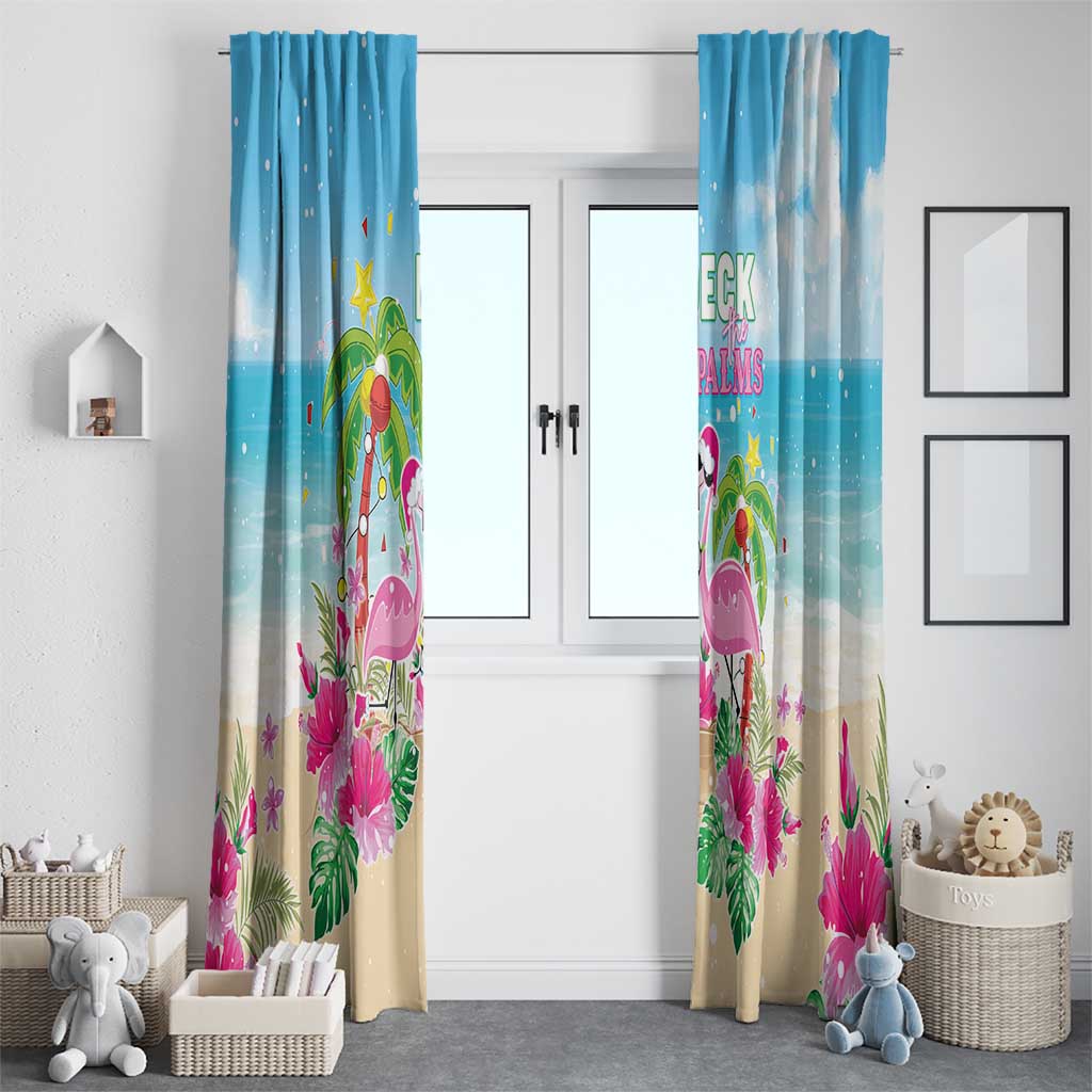 Hawaii Christmas Window Curtain Deck The Palms Holiday Flamingos LT05 - Wonder Print Shop