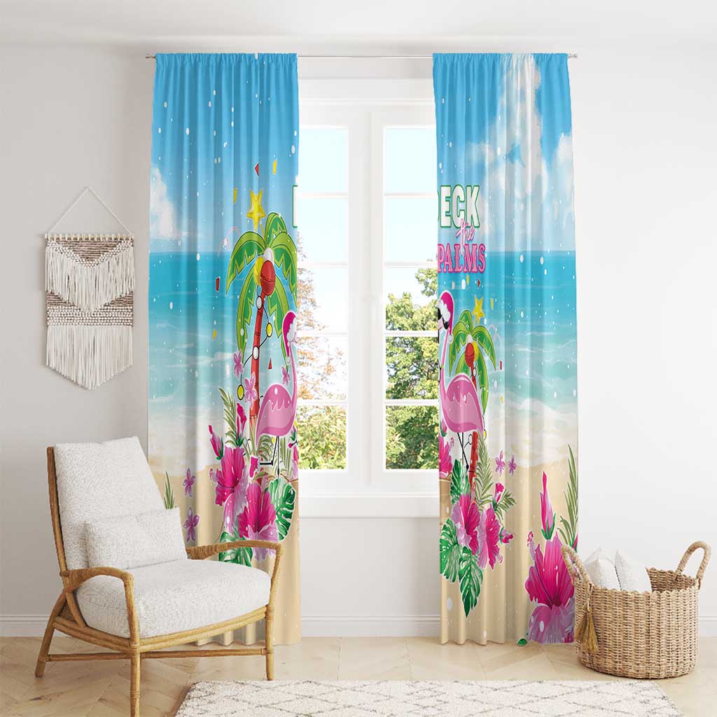 Hawaii Christmas Window Curtain Deck The Palms Holiday Flamingos LT05 - Wonder Print Shop