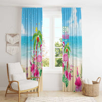 Hawaii Christmas Window Curtain Deck The Palms Holiday Flamingos LT05 - Wonder Print Shop