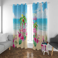 Hawaii Christmas Window Curtain Deck The Palms Holiday Flamingos LT05 - Wonder Print Shop