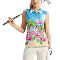 Hawaii Christmas Women Sleeveless Polo Shirt Deck The Palms Holiday Flamingos LT05 - Wonder Print Shop