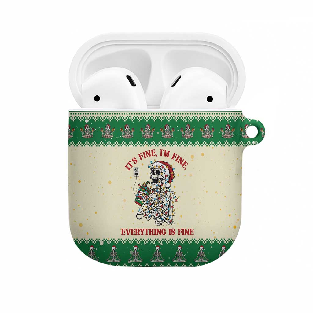 Funny Skeleton Christmas AirPods Case It's Fine I'm Fine Everything Is Fine - Wonder Print Shop