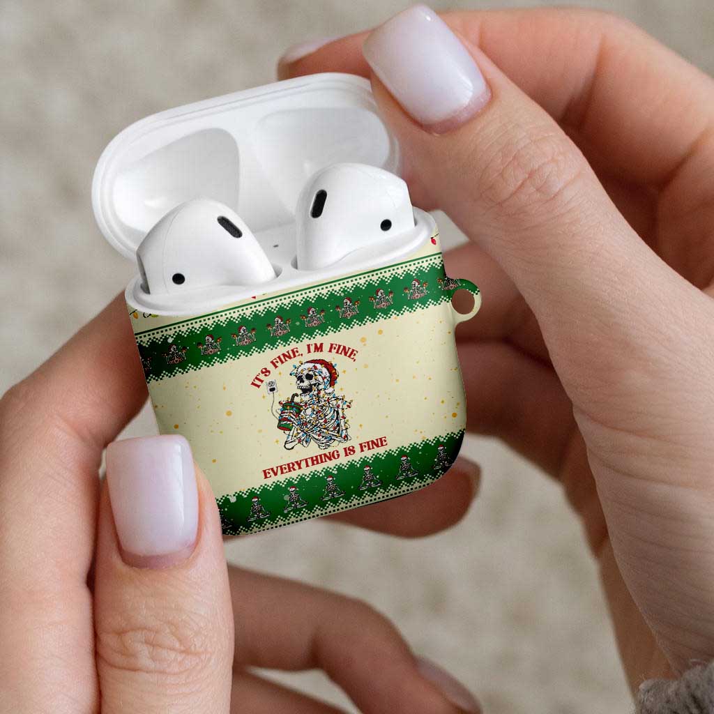 Funny Skeleton Christmas AirPods Case It's Fine I'm Fine Everything Is Fine - Wonder Print Shop