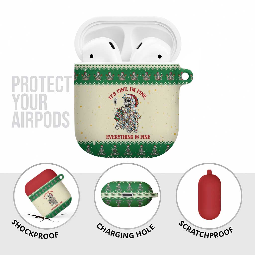 Funny Skeleton Christmas AirPods Case It's Fine I'm Fine Everything Is Fine - Wonder Print Shop