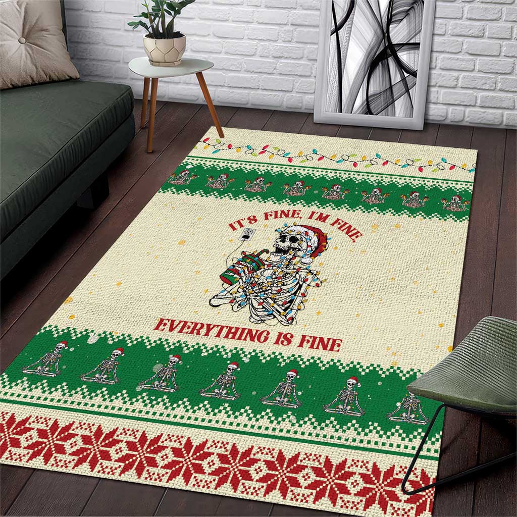Funny Skeleton Christmas Area Rug It's Fine I'm Fine Everything Is Fine - Wonder Print Shop