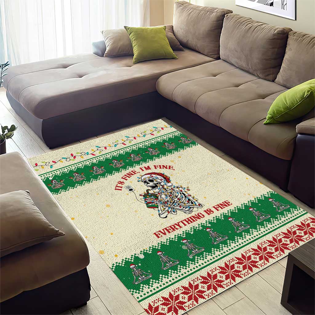 Funny Skeleton Christmas Area Rug It's Fine I'm Fine Everything Is Fine - Wonder Print Shop