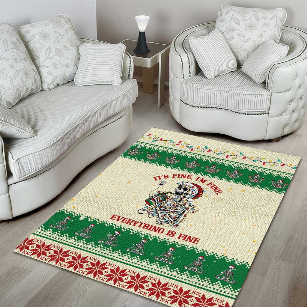 Funny Skeleton Christmas Area Rug It's Fine I'm Fine Everything Is Fine - Wonder Print Shop