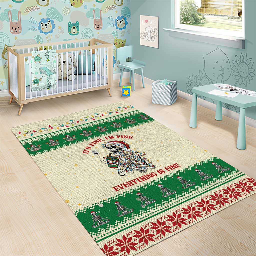 Funny Skeleton Christmas Area Rug It's Fine I'm Fine Everything Is Fine - Wonder Print Shop