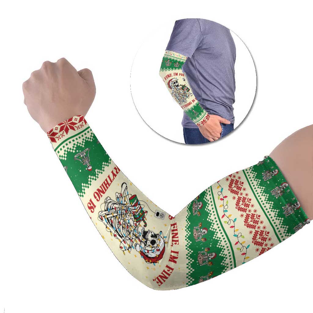 Funny Skeleton Christmas Arm Sleeves It's Fine I'm Fine Everything Is Fine - Wonder Print Shop
