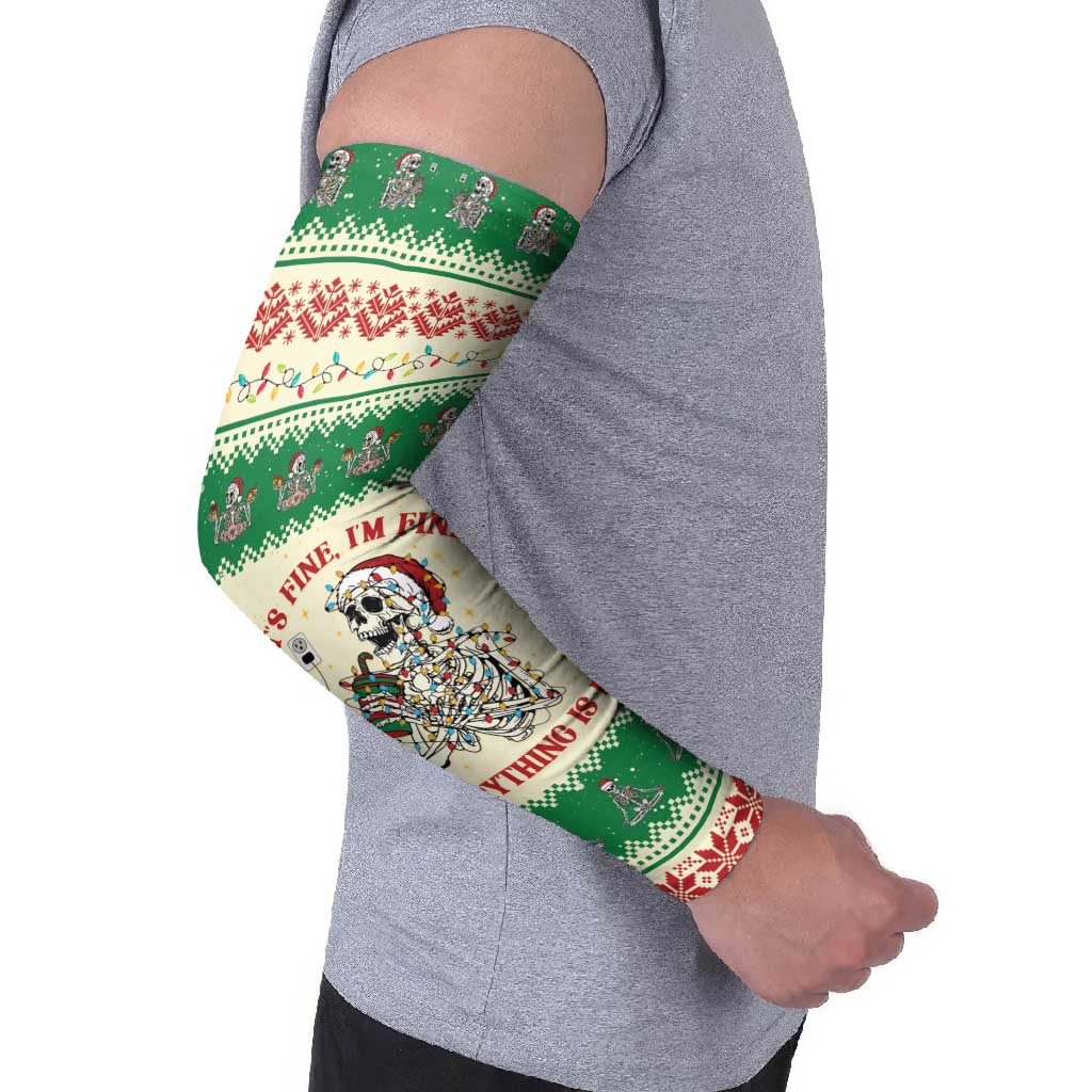 Funny Skeleton Christmas Arm Sleeves It's Fine I'm Fine Everything Is Fine - Wonder Print Shop