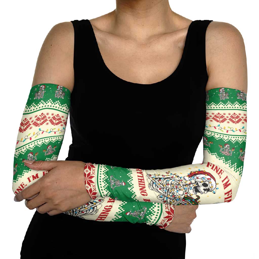 Funny Skeleton Christmas Arm Sleeves It's Fine I'm Fine Everything Is Fine - Wonder Print Shop