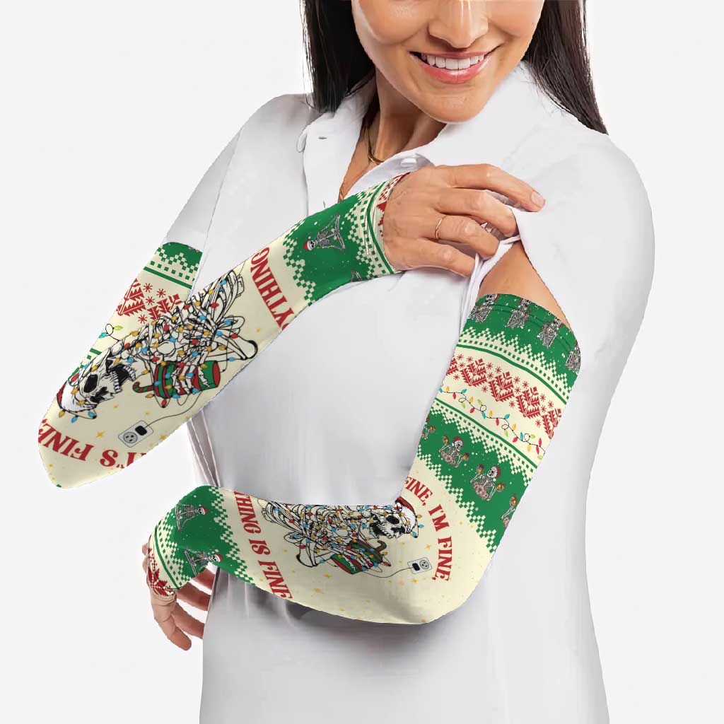 Funny Skeleton Christmas Arm Sleeves It's Fine I'm Fine Everything Is Fine - Wonder Print Shop