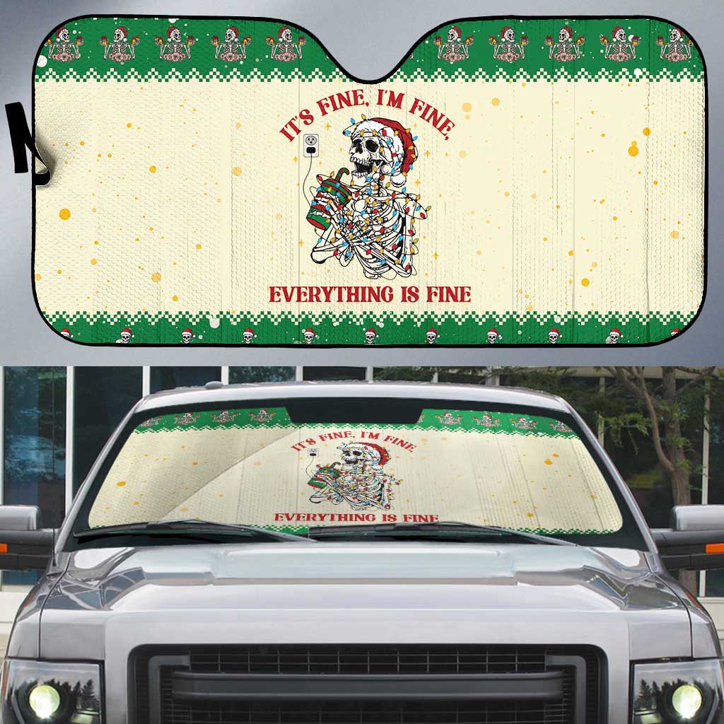 Funny Skeleton Christmas Auto Sun Shade It's Fine I'm Fine Everything Is Fine - Wonder Print Shop
