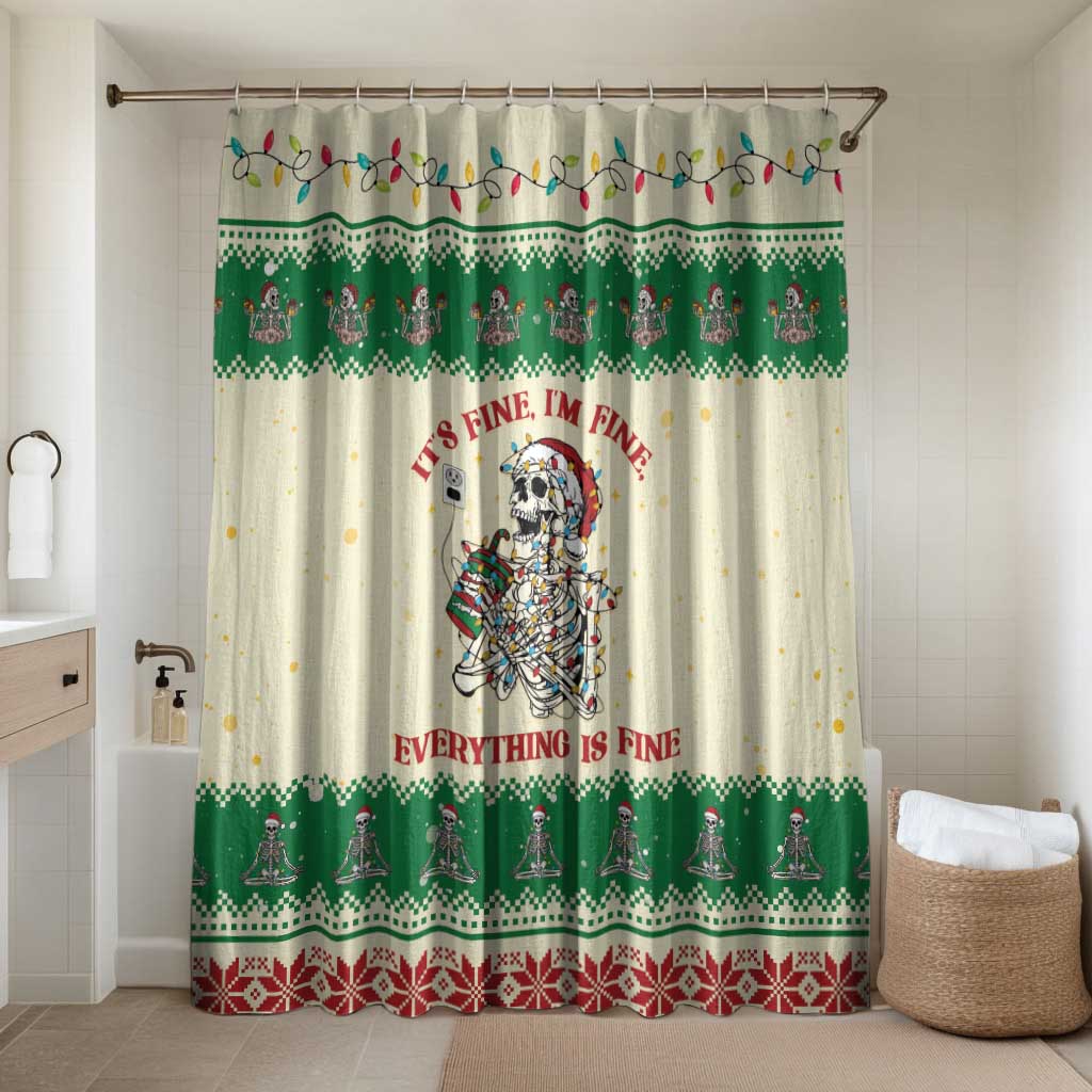 Funny Skeleton Christmas Bathroom Set It's Fine I'm Fine Everything Is Fine - Wonder Print Shop