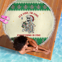 Funny Skeleton Christmas Beach Blanket It's Fine I'm Fine Everything Is Fine - Wonder Print Shop