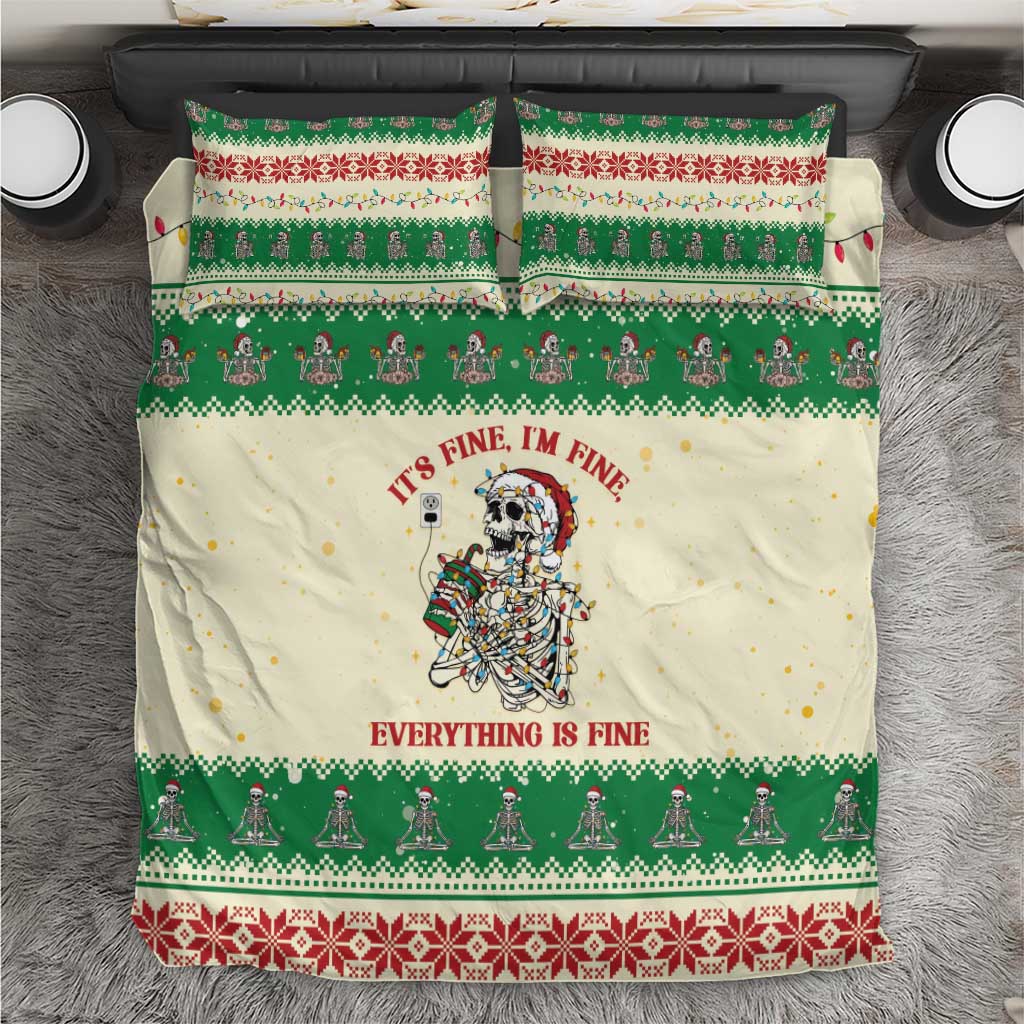 Funny Skeleton Christmas Bedding Set It's Fine I'm Fine Everything Is Fine - Wonder Print Shop
