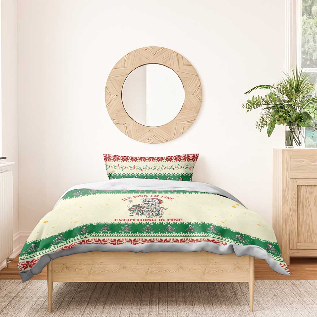 Funny Skeleton Christmas Bedding Set It's Fine I'm Fine Everything Is Fine - Wonder Print Shop