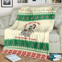 Funny Skeleton Christmas Blanket It's Fine I'm Fine Everything Is Fine - Wonder Print Shop