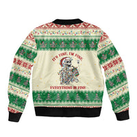 Funny Skeleton Christmas Bomber Jacket It's Fine I'm Fine Everything Is Fine - Wonder Print Shop