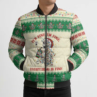 Funny Skeleton Christmas Bomber Puffer Jacket It's Fine I'm Fine Everything Is Fine - Wonder Print Shop