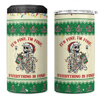 Funny Skeleton Christmas 4 in 1 Can Cooler Tumbler It's Fine I'm Fine Everything Is Fine - Wonder Print Shop