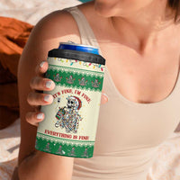 Funny Skeleton Christmas 4 in 1 Can Cooler Tumbler It's Fine I'm Fine Everything Is Fine - Wonder Print Shop