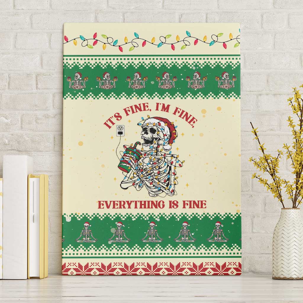 Funny Skeleton Christmas Canvas Wall Art It's Fine I'm Fine Everything Is Fine - Wonder Print Shop