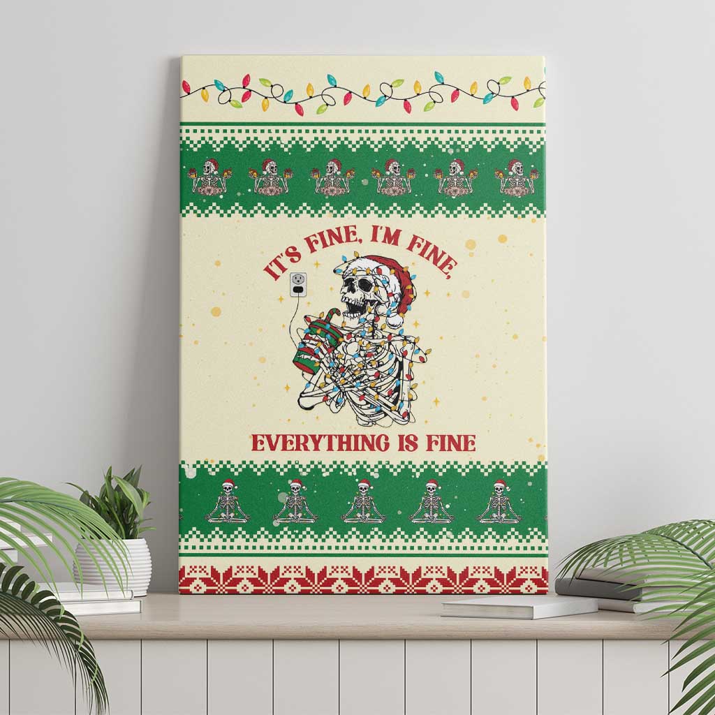 Funny Skeleton Christmas Canvas Wall Art It's Fine I'm Fine Everything Is Fine - Wonder Print Shop