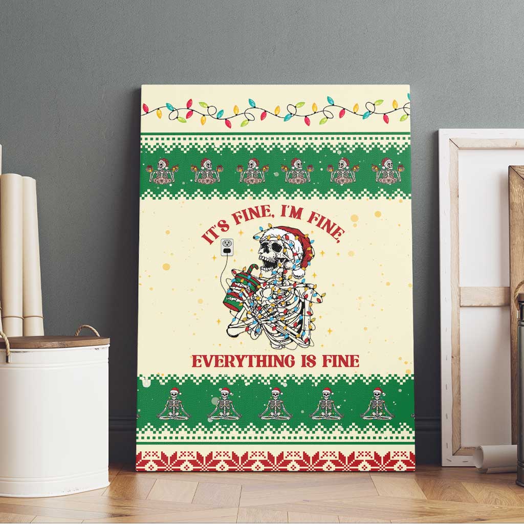 Funny Skeleton Christmas Canvas Wall Art It's Fine I'm Fine Everything Is Fine - Wonder Print Shop