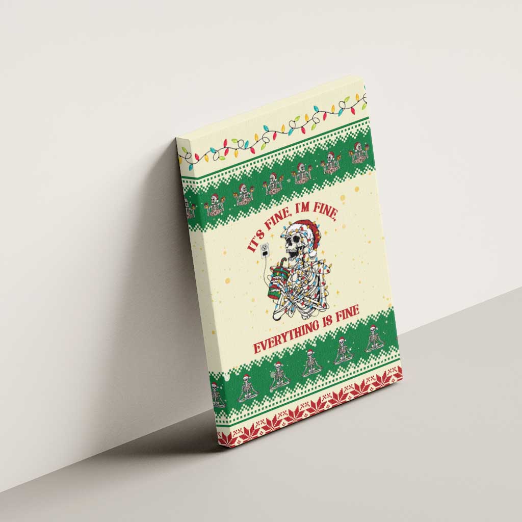 Funny Skeleton Christmas Canvas Wall Art It's Fine I'm Fine Everything Is Fine - Wonder Print Shop