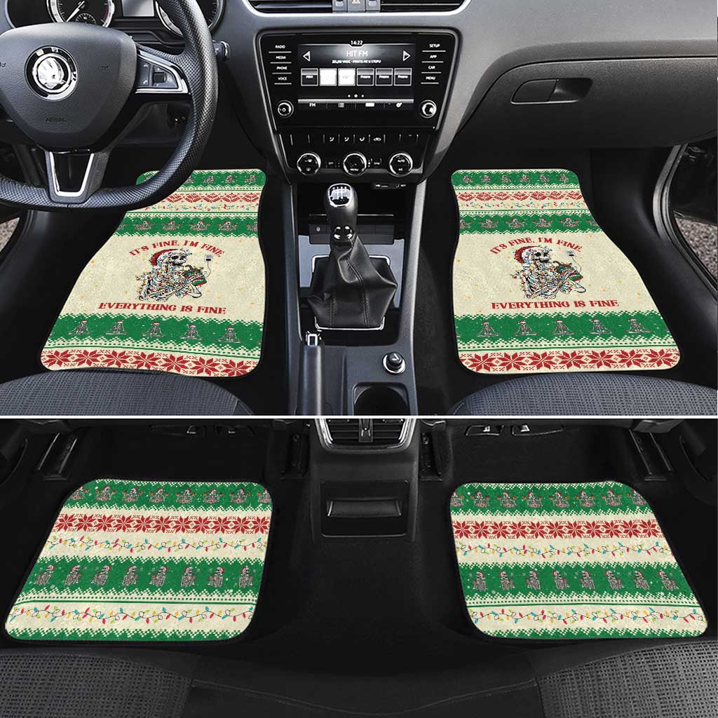 Funny Skeleton Christmas Car Mats It's Fine I'm Fine Everything Is Fine - Wonder Print Shop