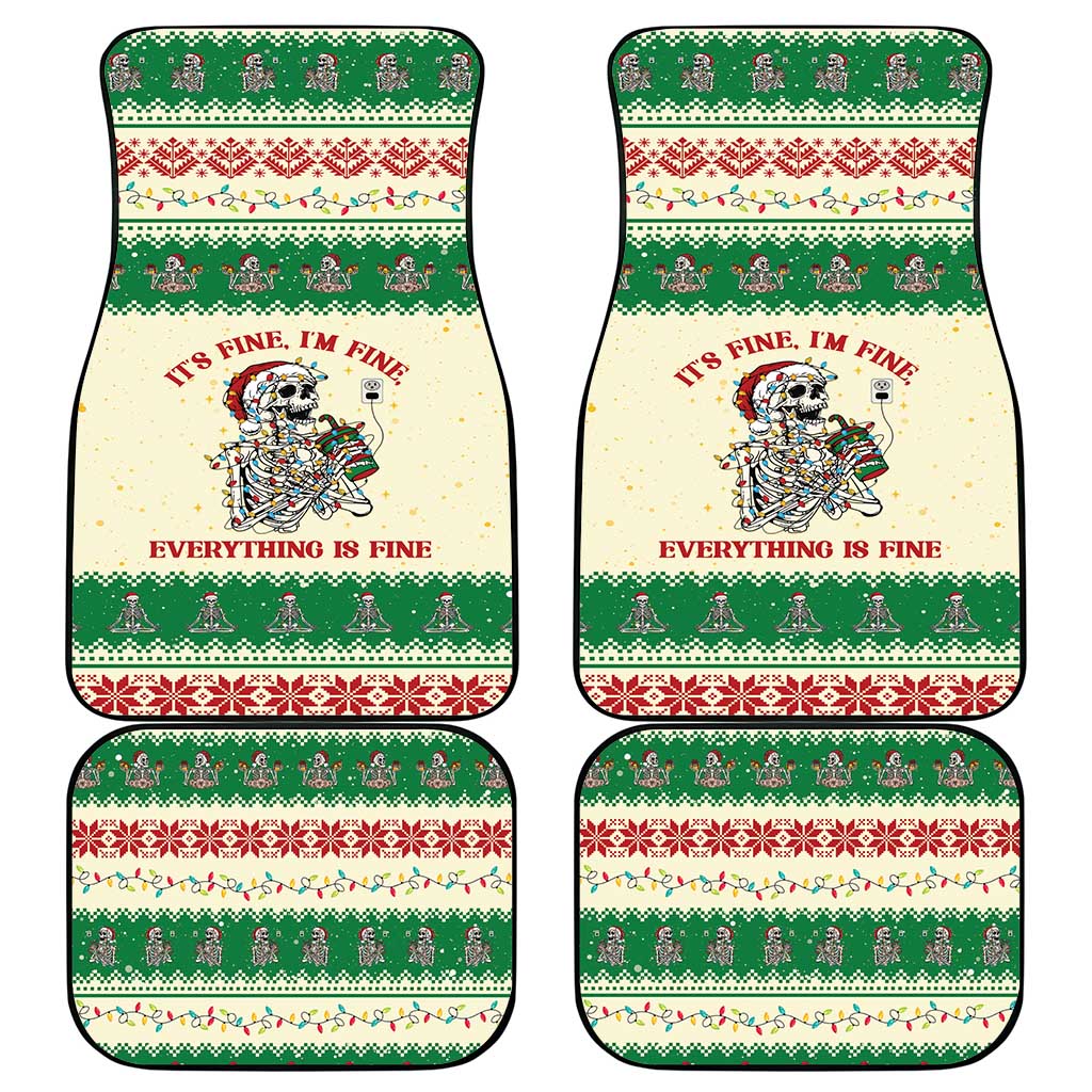 Funny Skeleton Christmas Car Mats It's Fine I'm Fine Everything Is Fine - Wonder Print Shop