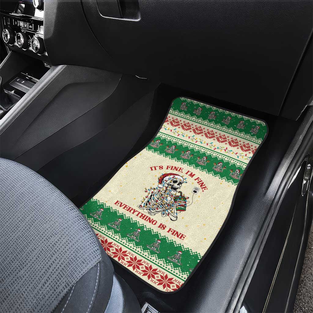 Funny Skeleton Christmas Car Mats It's Fine I'm Fine Everything Is Fine - Wonder Print Shop