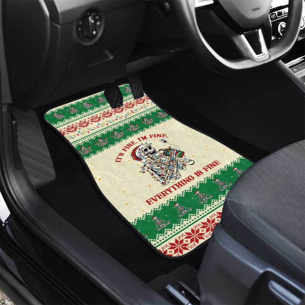 Funny Skeleton Christmas Car Mats It's Fine I'm Fine Everything Is Fine - Wonder Print Shop