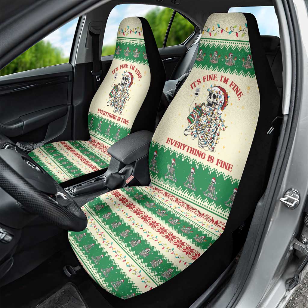 Funny Skeleton Christmas Car Seat Cover It's Fine I'm Fine Everything Is Fine - Wonder Print Shop