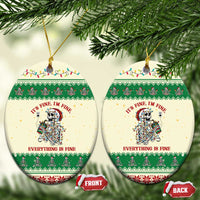 Funny Skeleton Christmas Ceramic Ornament It's Fine I'm Fine Everything Is Fine - Wonder Print Shop