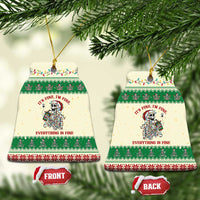 Funny Skeleton Christmas Ceramic Ornament It's Fine I'm Fine Everything Is Fine - Wonder Print Shop