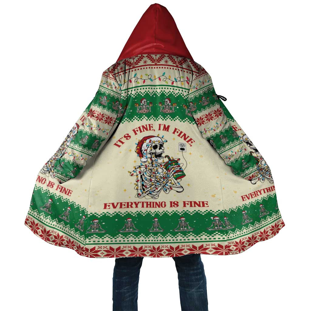Funny Skeleton Christmas Cloak It's Fine I'm Fine Everything Is Fine - Wonder Print Shop