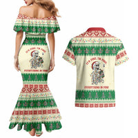 Funny Skeleton Christmas Couples Matching Mermaid Dress and Hawaiian Shirt It's Fine I'm Fine Everything Is Fine - Wonder Print Shop