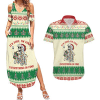 Funny Skeleton Christmas Couples Matching Summer Maxi Dress and Hawaiian Shirt It's Fine I'm Fine Everything Is Fine - Wonder Print Shop