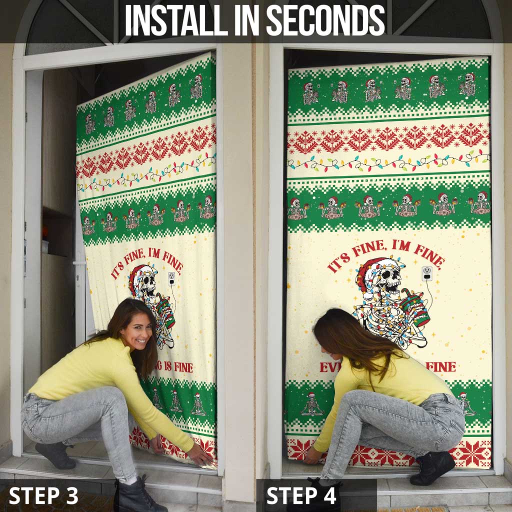 Funny Skeleton Christmas Door Cover It's Fine I'm Fine Everything Is Fine - Wonder Print Shop