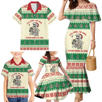 Funny Skeleton Christmas Family Matching Mermaid Dress and Hawaiian Shirt It's Fine I'm Fine Everything Is Fine - Wonder Print Shop