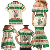 Funny Skeleton Christmas Family Matching Mermaid Dress and Hawaiian Shirt It's Fine I'm Fine Everything Is Fine - Wonder Print Shop