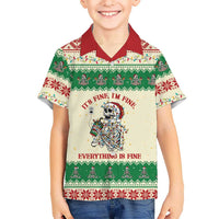 Funny Skeleton Christmas Family Matching Mermaid Dress and Hawaiian Shirt It's Fine I'm Fine Everything Is Fine - Wonder Print Shop