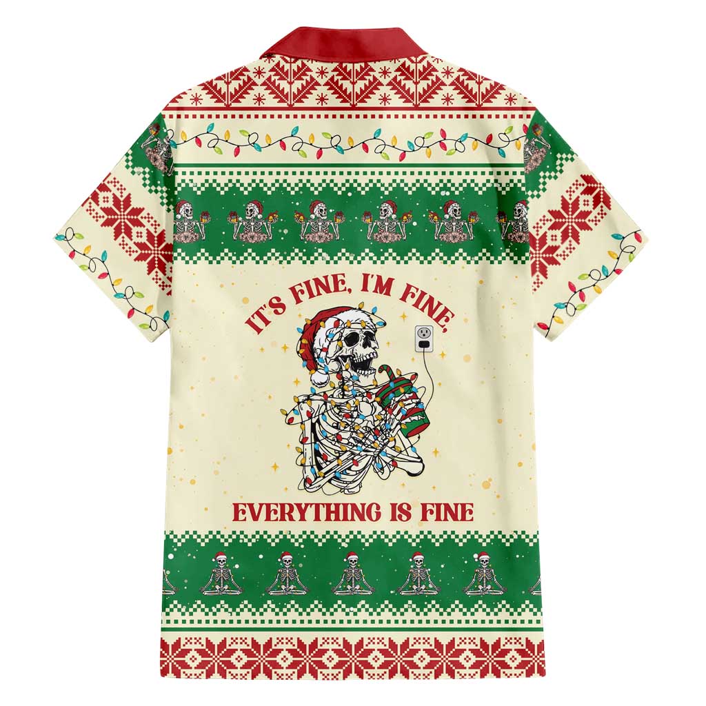 Funny Skeleton Christmas Family Matching Off Shoulder Maxi Dress and Hawaiian Shirt It's Fine I'm Fine Everything Is Fine - Wonder Print Shop